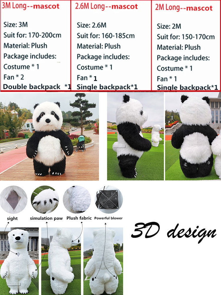 Inflatable Bear Panda  Elephant Mascot Costume Suit Cosplay Party Game Furry Outfits Halloween Easter for Adult Costume