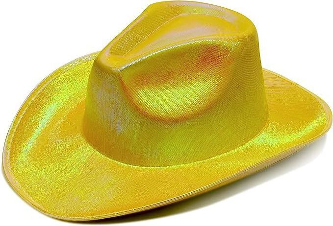 Fashion Iridescent Holographic Party Favors hats Fun pink, cowboy hats Cowgirl Supplies for Women light up cowboy hat