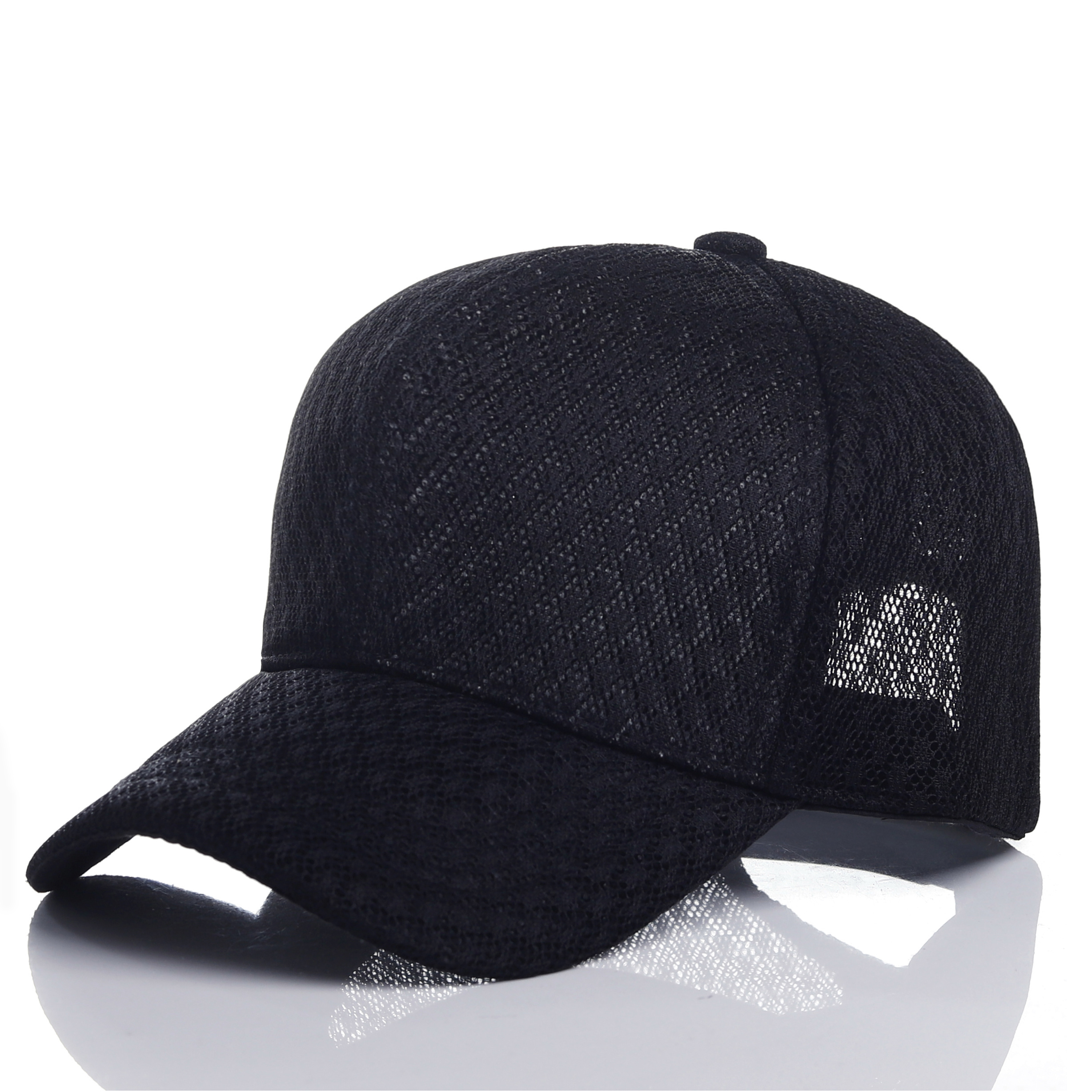 New style plain dyed white and black breathable  6-panel full mesh baseball sport cap