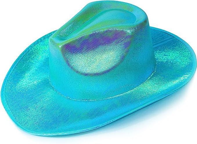 Fashion Iridescent Holographic Party Favors hats Fun pink, cowboy hats Cowgirl Supplies for Women light up cowboy hat