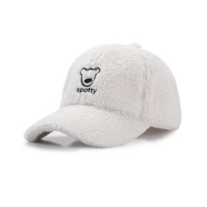 Best quality wool Lamb custom Embroidered Hats Fur Fleece Faux Sherpa Warm Winter Baseball Hat Cap