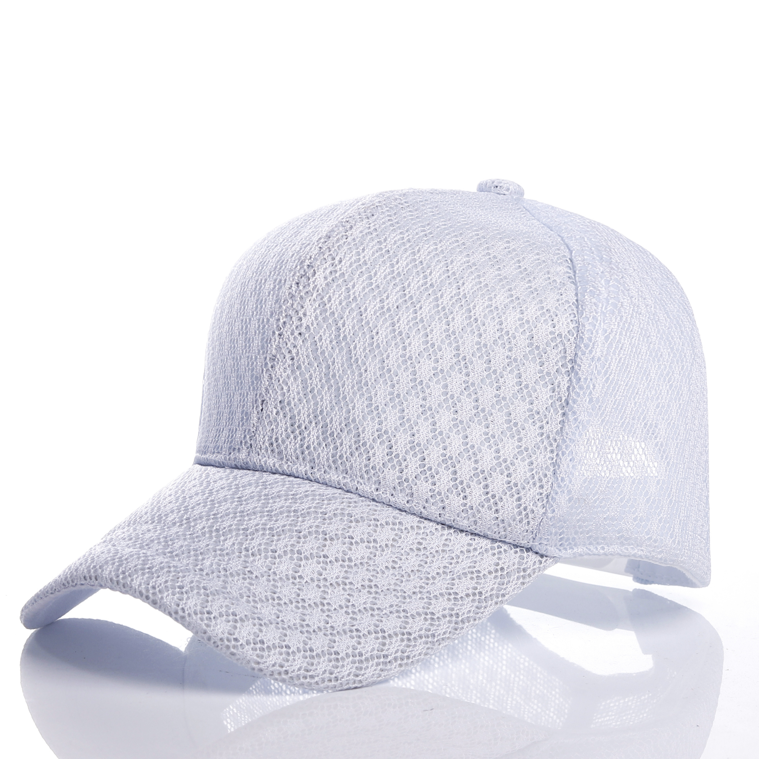 New style plain dyed white and black breathable  6-panel full mesh baseball sport cap