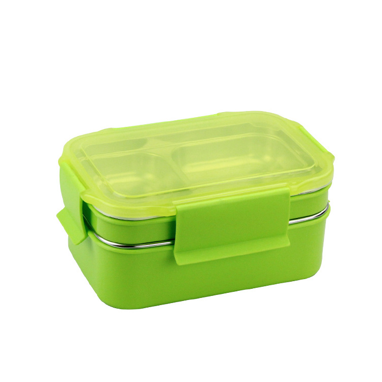 Cheap food grade Metal Leak Proof 2 tier layer children's Food Container Steel Bento Lunch Box