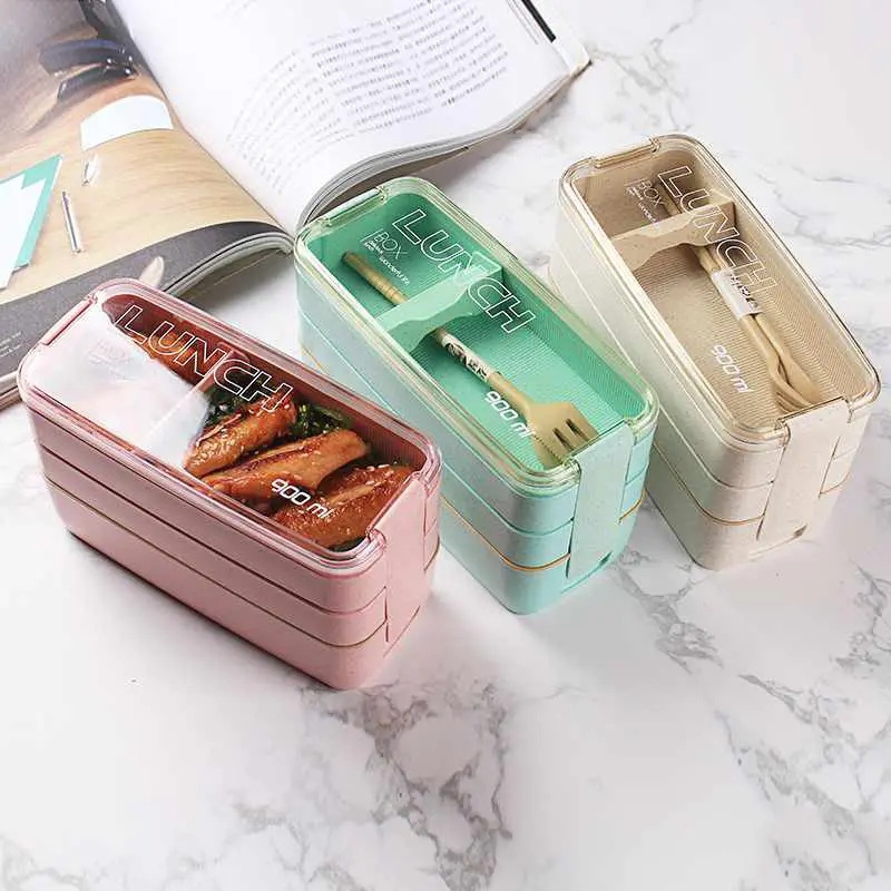 Best Selling Wheat Straw Office Home Food Container Lunch Box Food Warmer