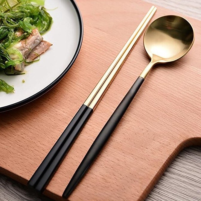 Korean dinnerware brands cheap stainless steel korean spoon and chopsticks