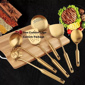 Stainless Steel turkish kitchenware Cooking Utensils Set Slotted ladle Turner Rice Spoon wholesale