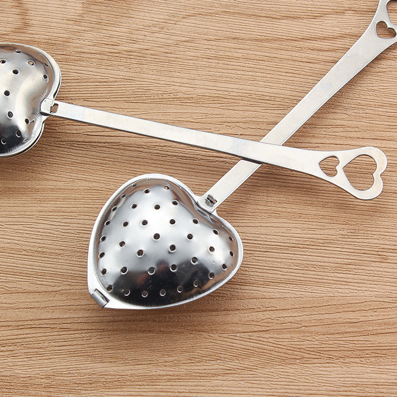 Reusable Spoon Tea Strainer Infuser Stainless Steel Metal Gold Heart Shaped Tea Infuser For Loose Tea