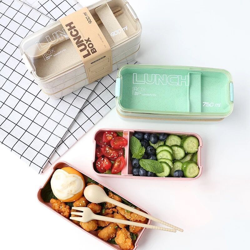 Best Selling Wheat Straw Office Home Food Container Lunch Box Food Warmer