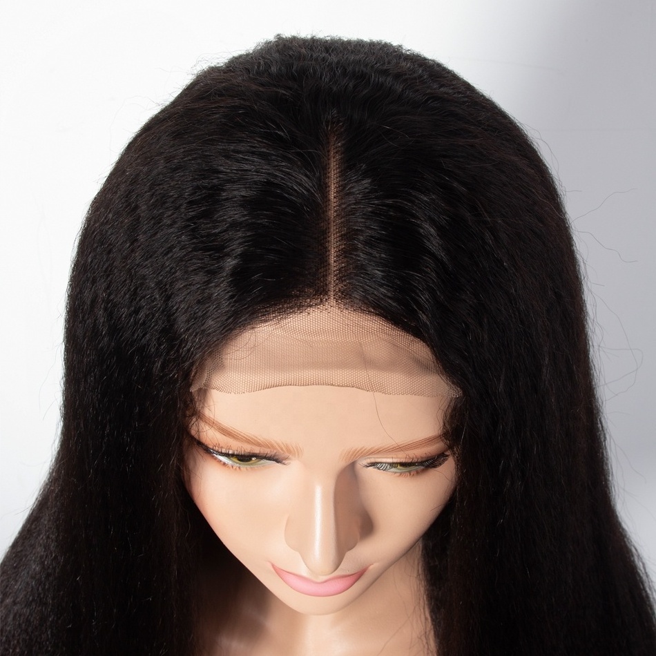 Wholesale Cuticle Aligned Hair from Peruvian 4X4 Kinky Straight Lace Front Wig Human Hair Braided Short Wigs