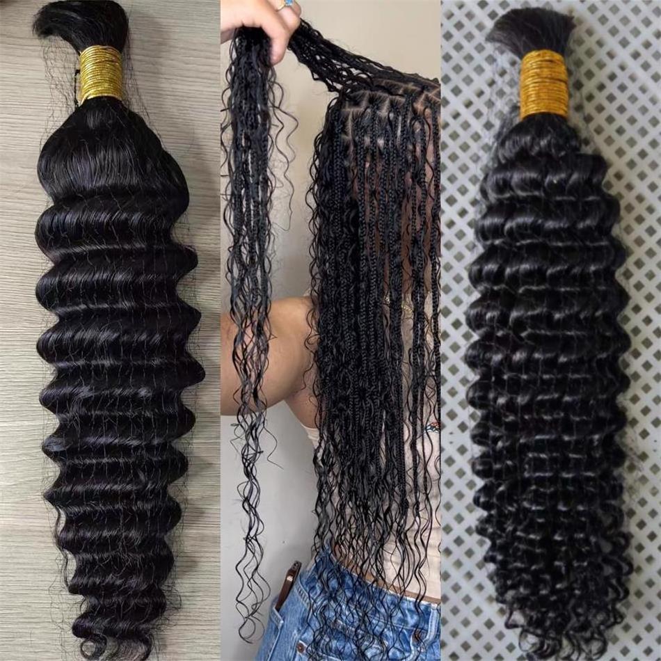 Wholesale 10A Grade Unprocessed Virgin Human Hair Bulks For Braids Cuticle Aligned Deep Curly Braiding Hair Extensions 100 Grams