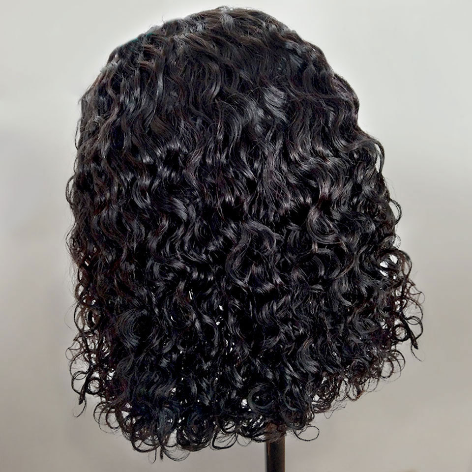 Afro Curly Wigs Natural Hairline 150% Density Remy Human Hair For Black Women wholesale short lace front bob wig