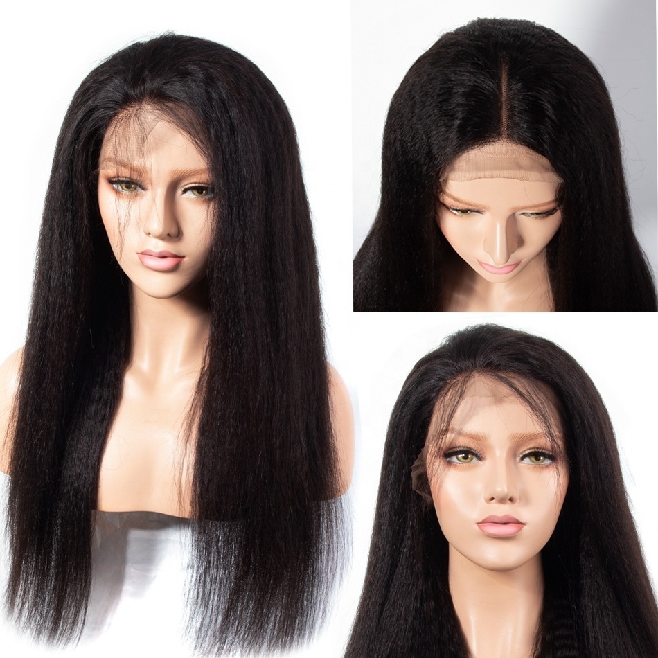 Wholesale Cuticle Aligned Hair from Peruvian 4X4 Kinky Straight Lace Front Wig Human Hair Braided Short Wigs