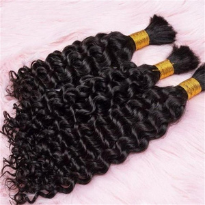 Wholesale 10A Grade Unprocessed Virgin Human Hair Bulks For Braids Cuticle Aligned Deep Curly Braiding Hair Extensions 100 Grams