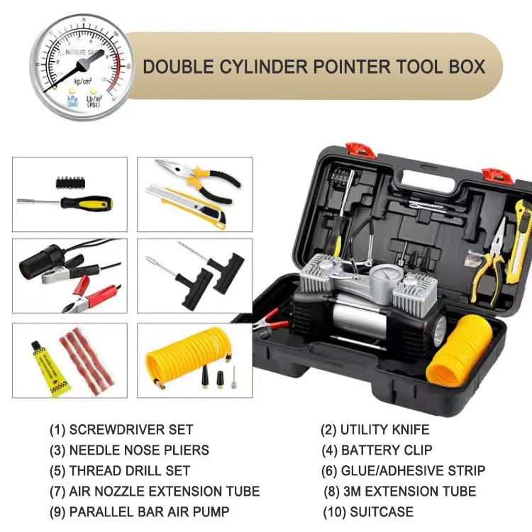 two-cylinder tire pump inflator gun tire sealer inflator spray portable nitrogen tire inflator