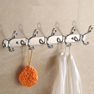 Customized  Wall Mounted Stainless Steel 5 hooks Hanging Clothes Coat Hanger for Bathroom