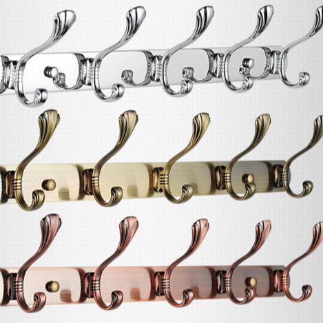 Customized 3 5 10 Hooks Coat Rack Wall Mounted Designer Clothes Hanger Aluminium Metal Wall Hook