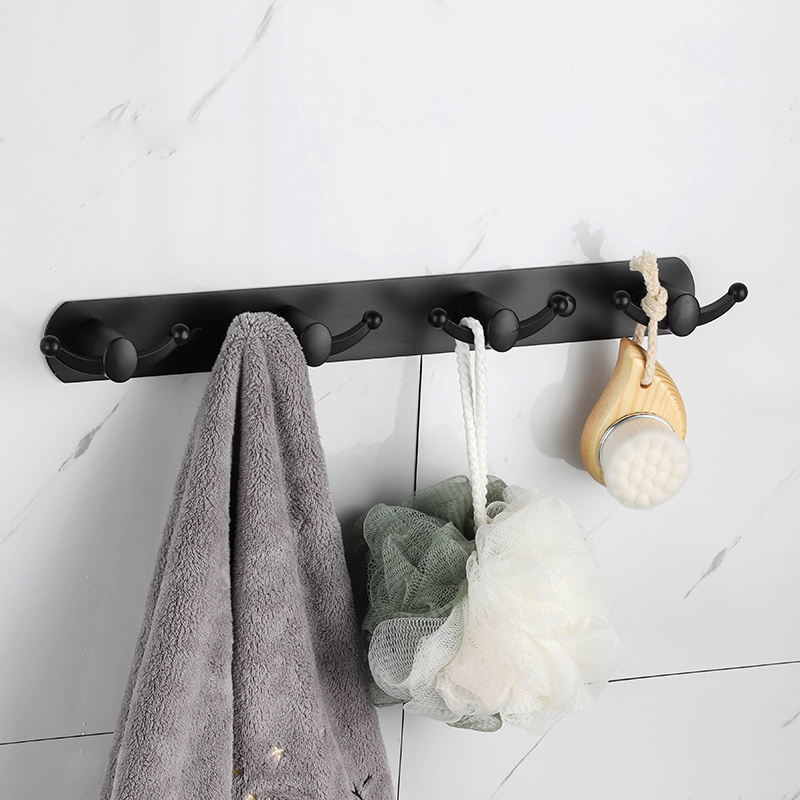 Bathroom Kitchen Accessories Metal Wall Mounted Modern Closet Black Hooks Set