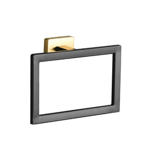 Black Square Towel Ring Modern Hand Towel Holder for Bathroom Wall-Mounted 304 Stainless Steel Towel Hangers