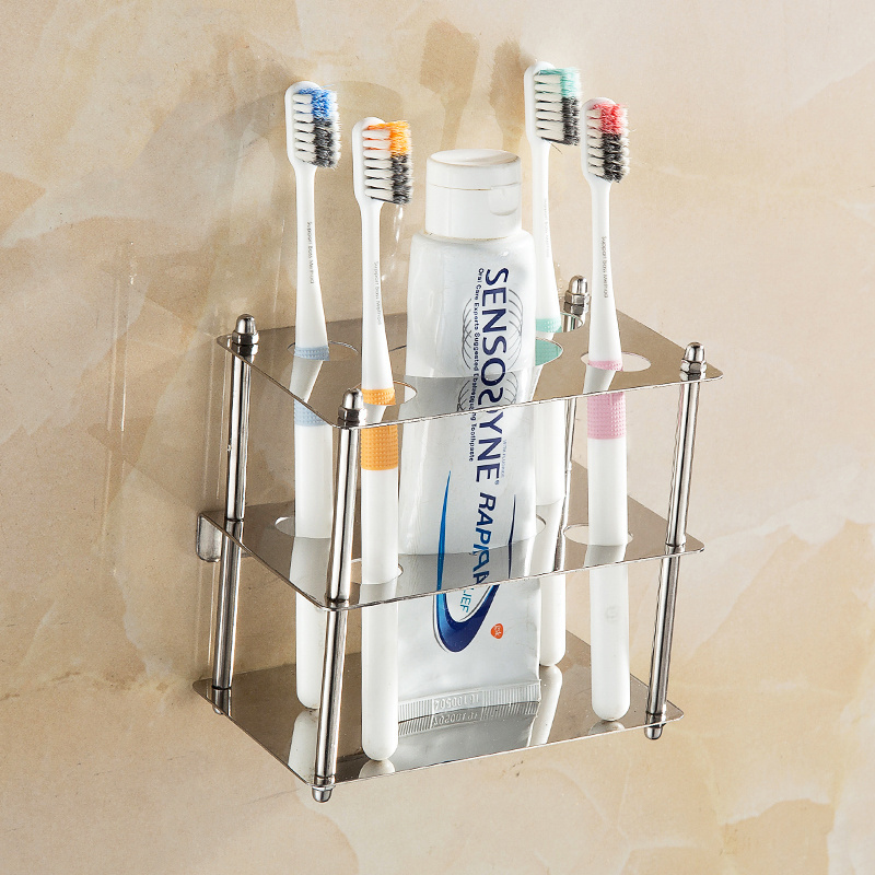 Bathroom Storage Shelf  High Quality 3 Layers Stainless Steel Tooth Brush Square Holder Dispenser