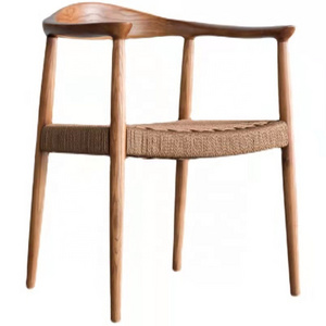 Ash wood wishbone dining chair restaurant solid ash wood with braided rope seat hans wegner president chair