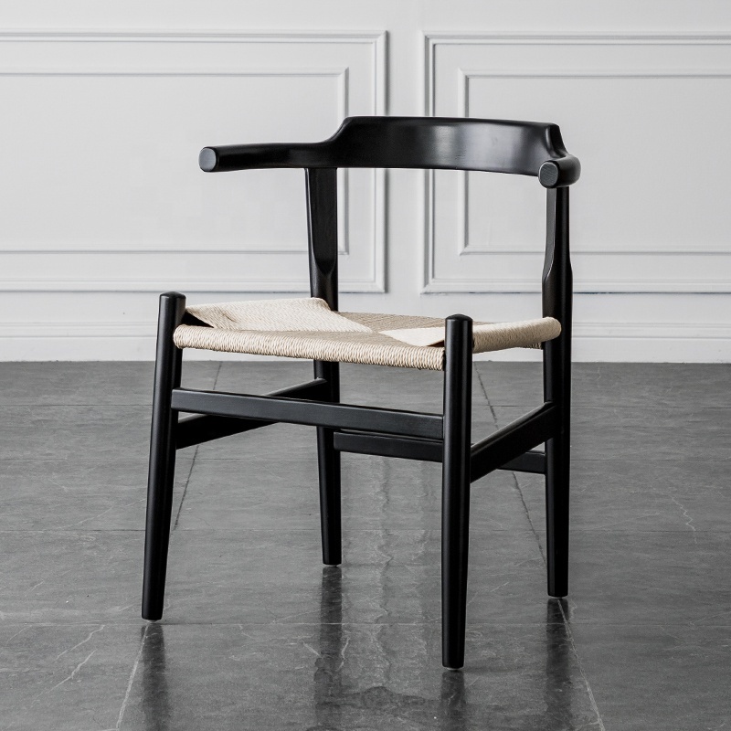 Modern classic ash wood dining chair wishbone chair with rope seat solid ash wood hans wegner dining chair