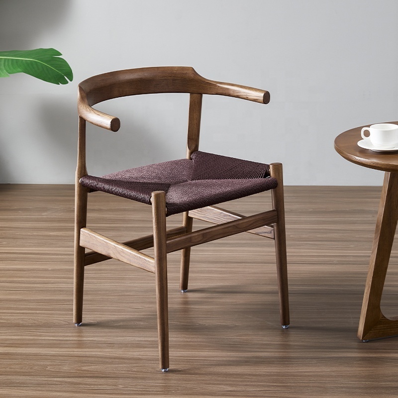 Modern classic ash wood dining chair wishbone chair with rope seat solid ash wood hans wegner dining chair