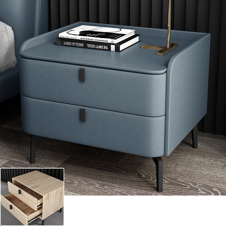 Light Luxury Simple And Durable Modern Hotel Storage Bedside Slate Tabletop Nightstand