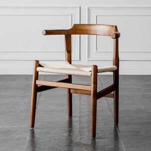 Modern classic ash wood dining chair wishbone chair with rope seat solid ash wood hans wegner dining chair