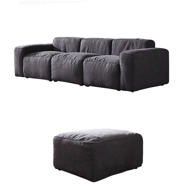 Custom New Modern Livingroom Furniture Fabric Couch Set Feather Filled Lounge Velvet 3 Seater Dark Gray Sofa