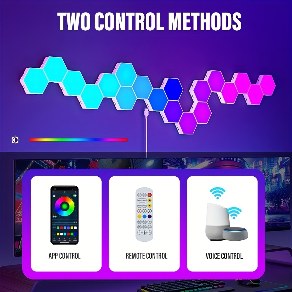 DIY Hexagon LED Lights APP Control Panel Remote Control Smart Home Wall Lamp Gaming RGB Night Lights