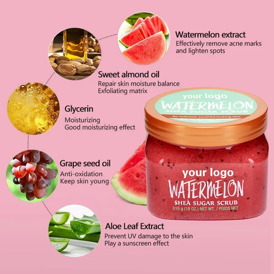 OEM ODM Private Label Watermelon Natural Exfoliating Whitening Body Scrub Organic Fruit Body Scrub