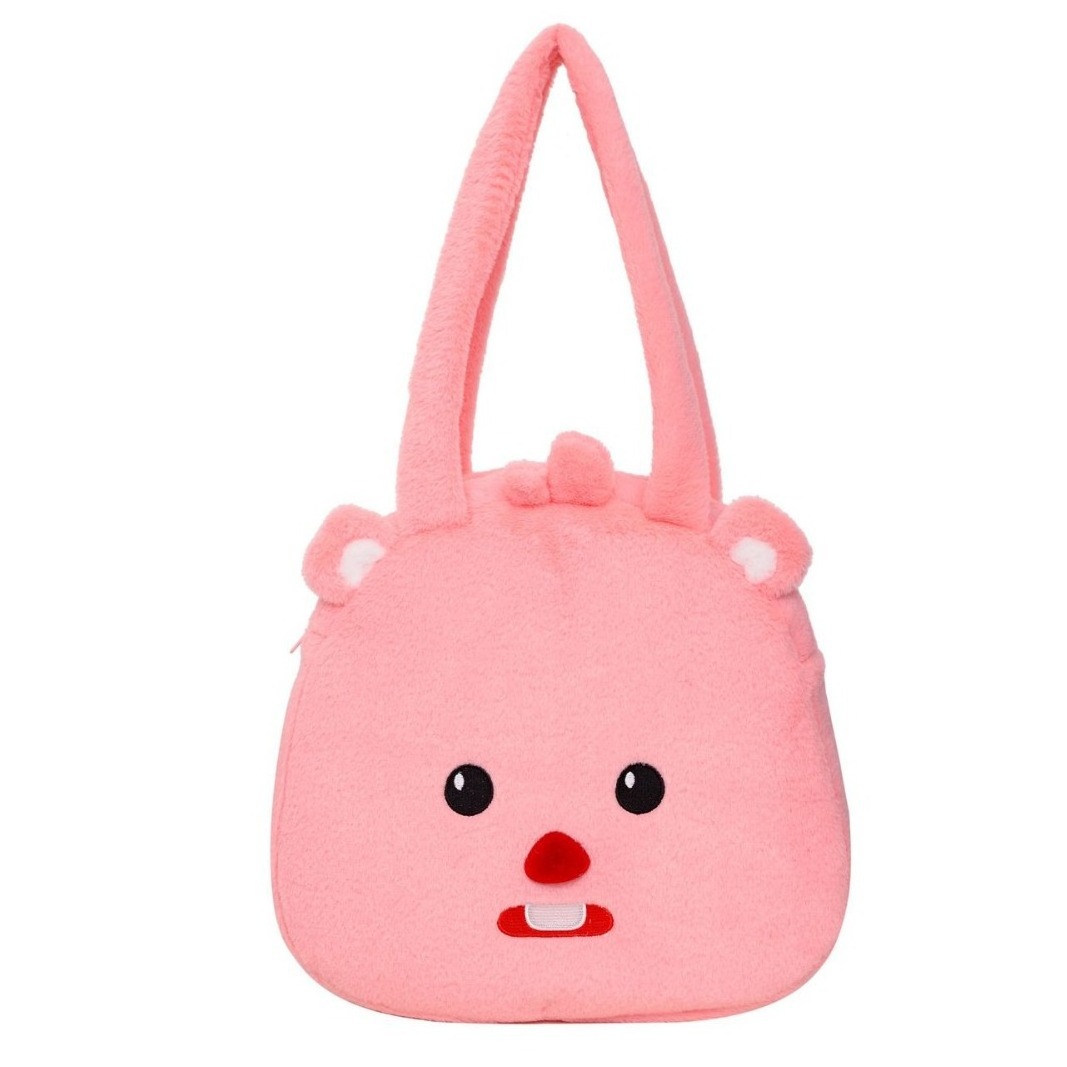 K248 New Cute Cartoon Anime Pink Beaver Head Plush Bags For Storage Shoulder Kids Birthday Gifts Portable