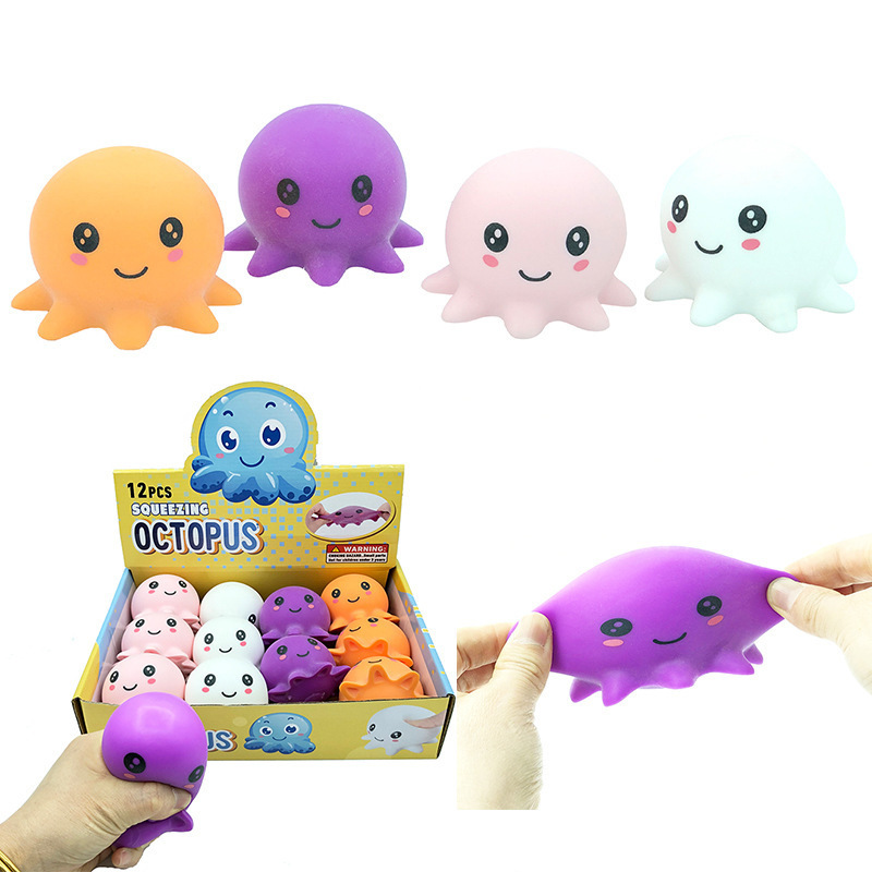 S302 Cartoon Rubber Octopus Squishy Toys Children Anti Stress Ball Party Favors Squeeze Toys