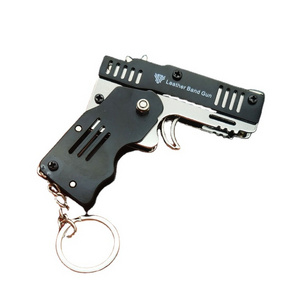 T096 metal mini pendant rubber band gun with 8/6 continuous firing children's toy soft bullet gun