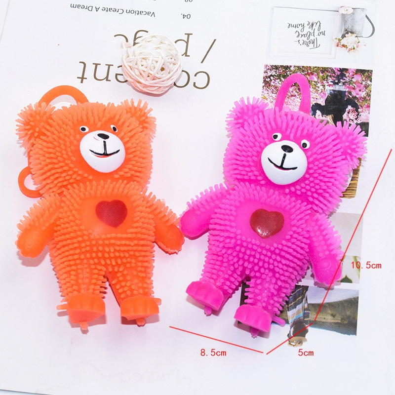 S227 Decompression Luminous Little Bear Toy Colorful Nightlight Little Bear Release Stress Elastic Toys Sparkling Ball