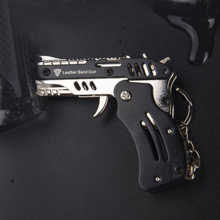 T096 metal mini pendant rubber band gun with 8/6 continuous firing children's toy soft bullet gun