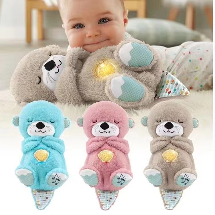 K003 New Multi Colors Stuffed Otter Kids Dolls Led And Breathing Toys Plush Animal Toy For Beaver Baby Sleeping Toys