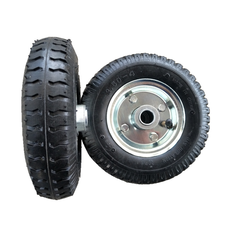 8 inch x 2.50-4 pneumatic rubber air wheels inflatable tire for trolley carts wagon hand truck