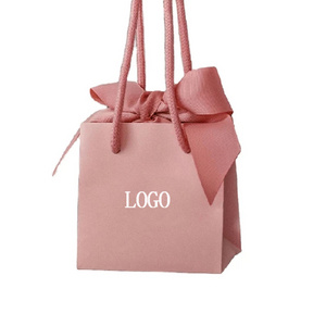 Personalized design boutique colorful ribbon luxury custom printed gift paper shopping bags with your own logo