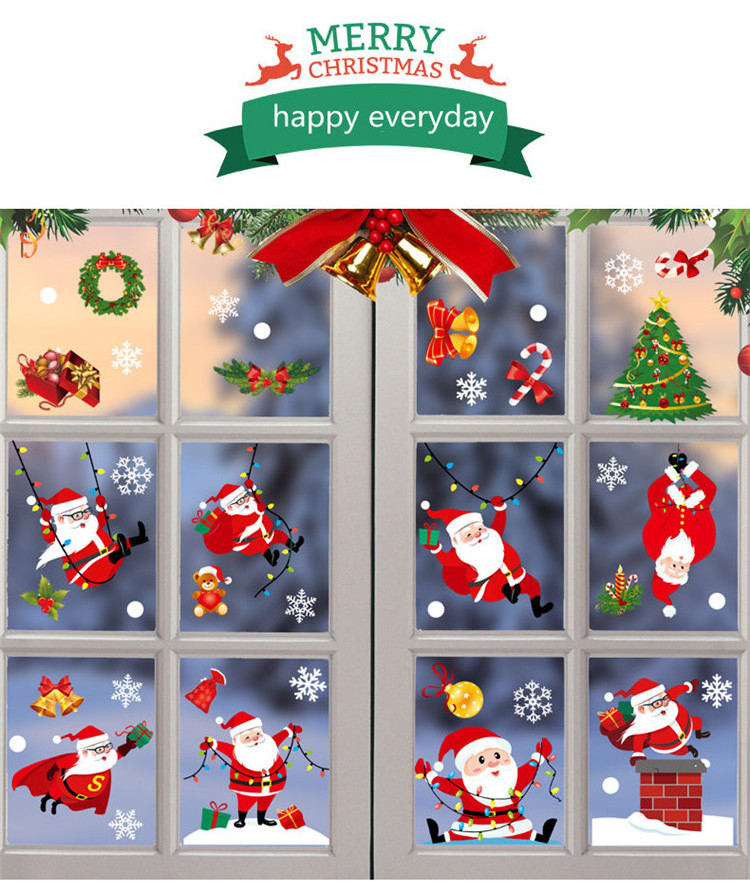 Hot Sale Custom Eco-Friendly Waterproof Vinyl Christmas Decal Wall Window Winter Decorative Stickers For Holiday Celebration