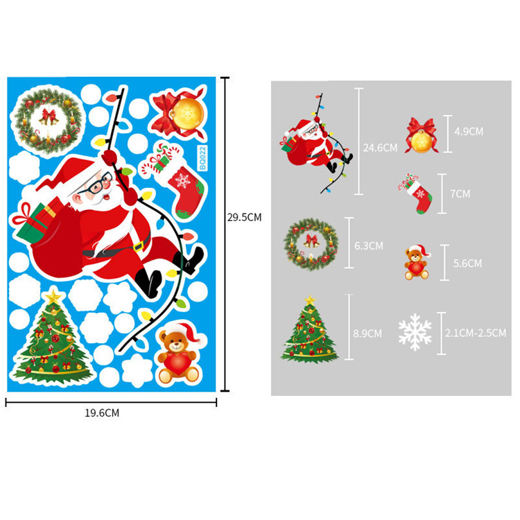 Hot Sale Custom Eco-Friendly Waterproof Vinyl Christmas Decal Wall Window Winter Decorative Stickers For Holiday Celebration