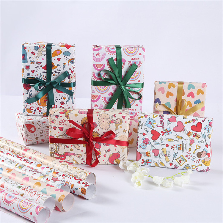 Best selling custom print paper sheet factory price kraft gift wrapping paper roll for gifts packaging