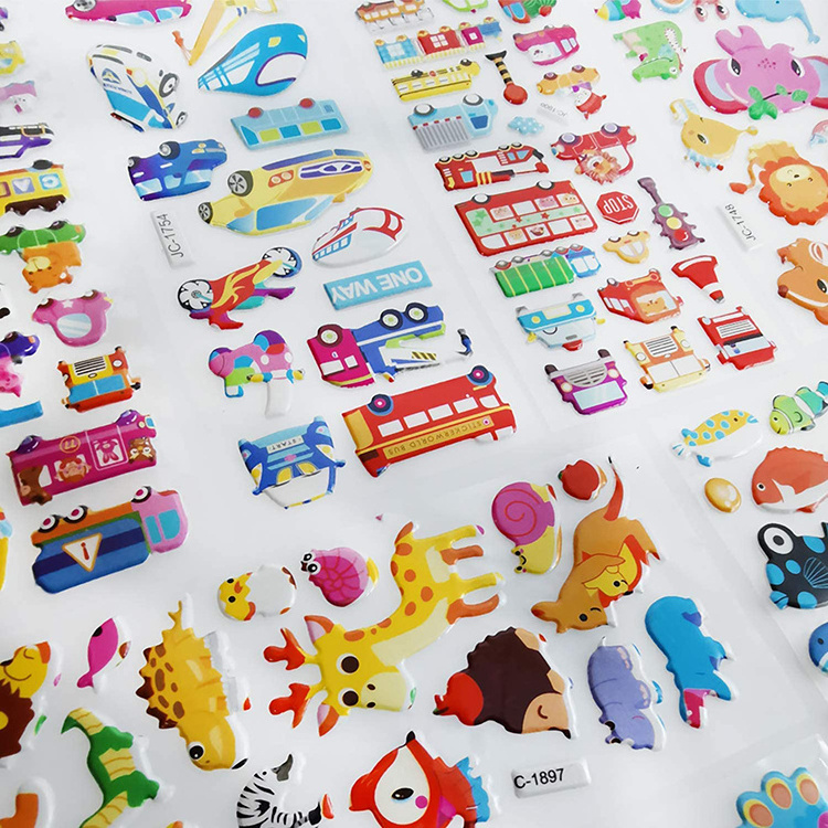 Personalized kawaii children decorative custom non-toxic leave to trace 3d gift puffy stickers for kids