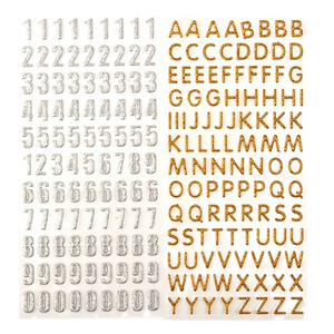 Custom Self Adhesive Number and Alphabet Glitter Decoration Decal DIY Puffy Sticker Eco Friendly CMYK 6 Color