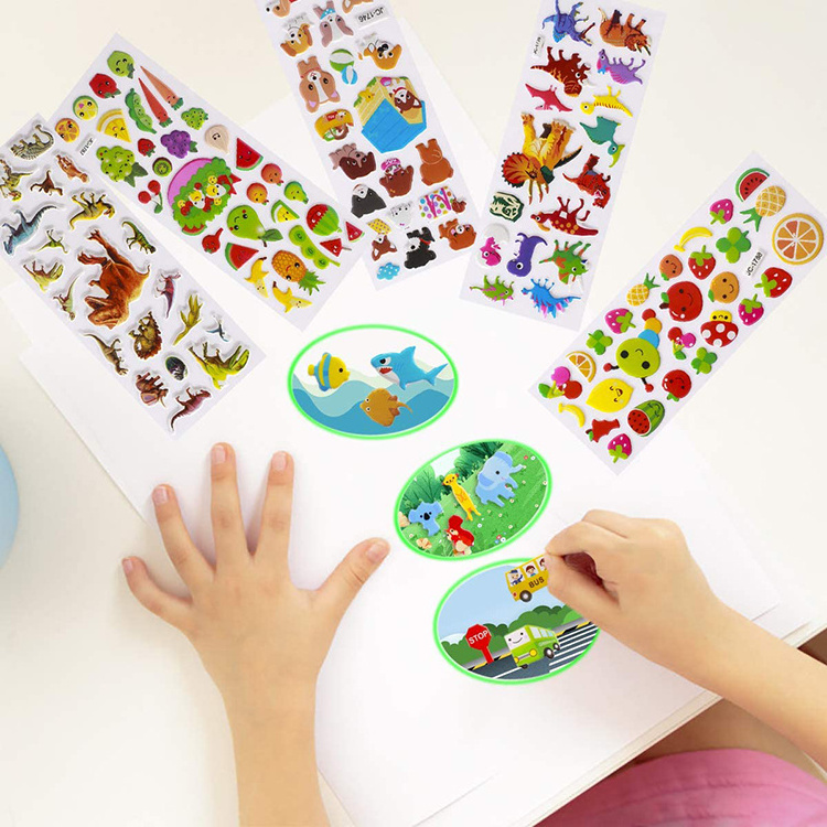 Personalized kawaii children decorative custom non-toxic leave to trace 3d gift puffy stickers for kids