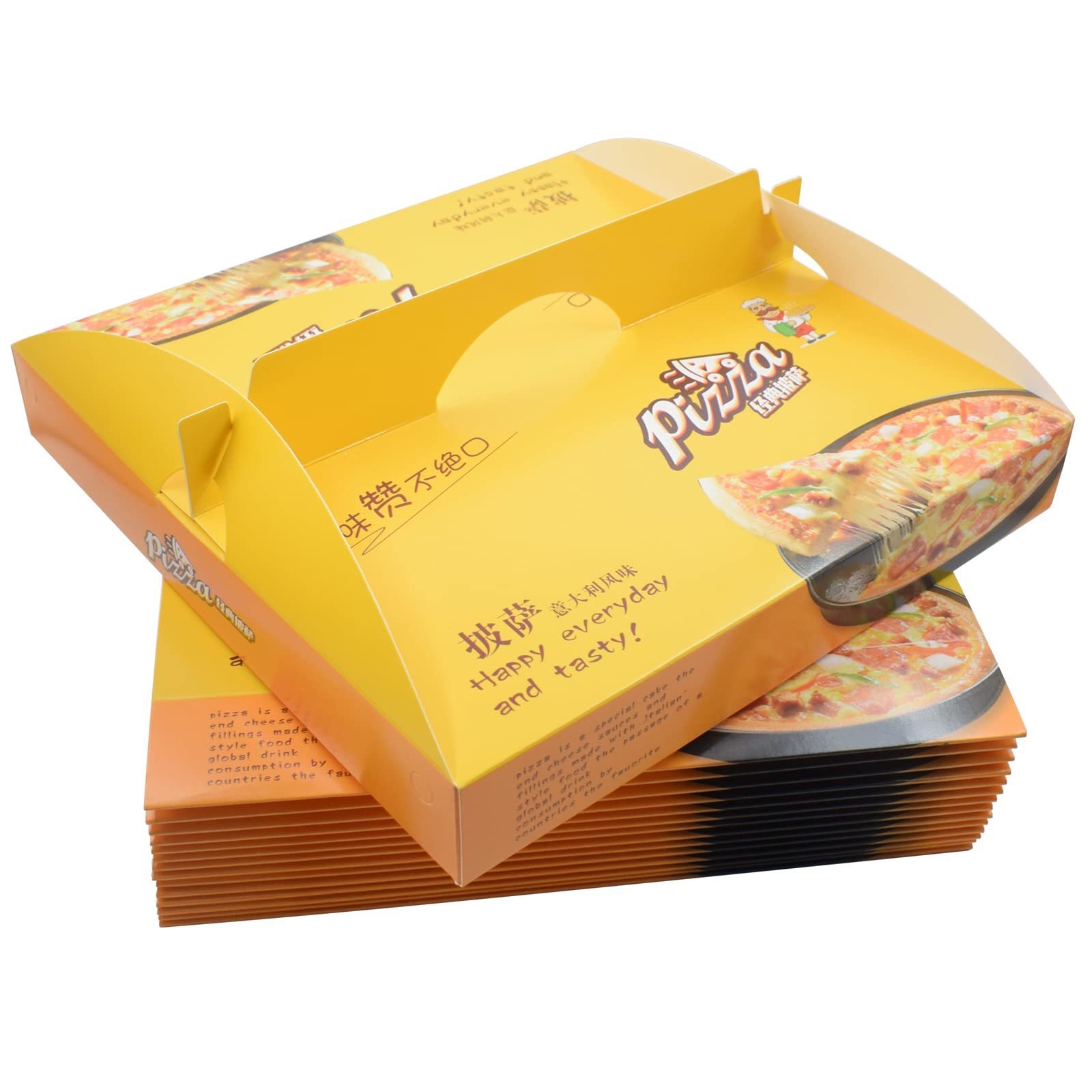 Wholesale Hot Sale Custom Reusable  Packing Eco Friendly Disposable Printed Logo Food Take Away Pizza Paper Box With Handle