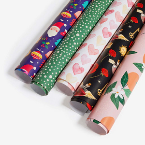 Manufacturer wholesale custom personalized made logo printed luxury reversible wrapping paper roll for gift box packaging