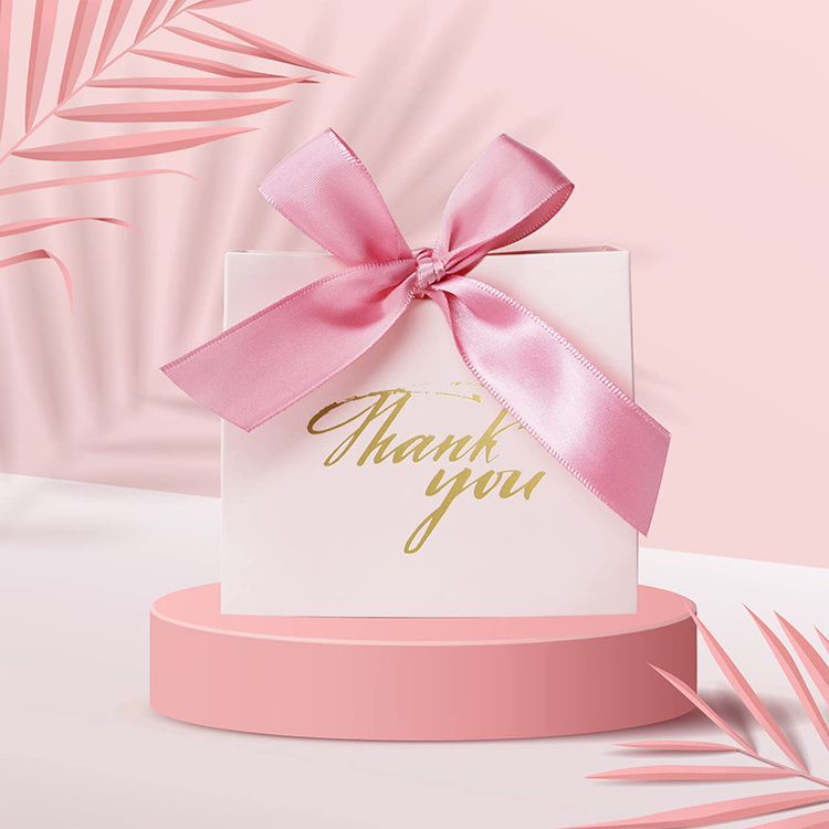 Custom Printed Luxury Pink Cosmetic Jewelry Wedding Small Gift Boutique Paper Shopping Bags Packaging With Ribbon and Logo