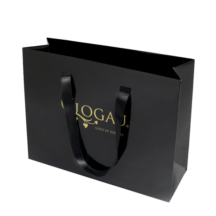 Luxury Ribbon Handle Boutique Shopping Packaging Customized Printed Tote Gift Paper Bags for packaging with Logo