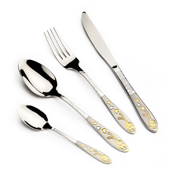 Home set wedding set stainless steel 86pcs gold flatware set with flatware case